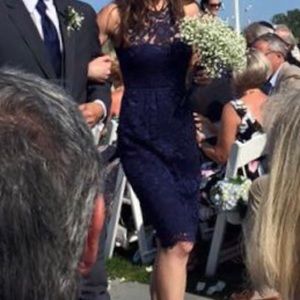 BHLDN Hitherto Navy Lace Knee-length Dress